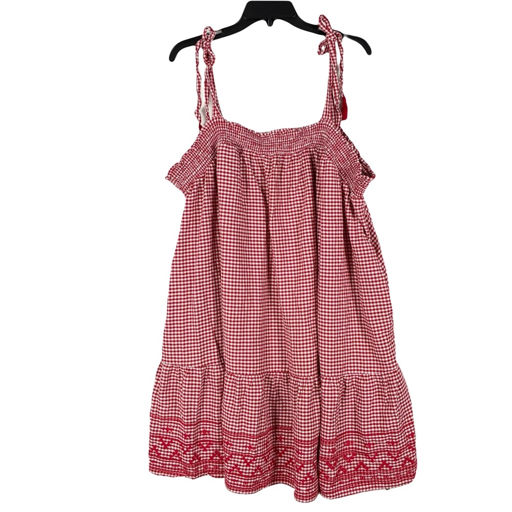 Old Navy Red & White Gingham Tie-Strap Mini Dress